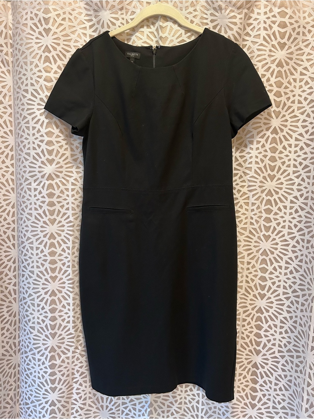 Talbots Black Short-Sleeve Tailored Dress Size 8 Petite
